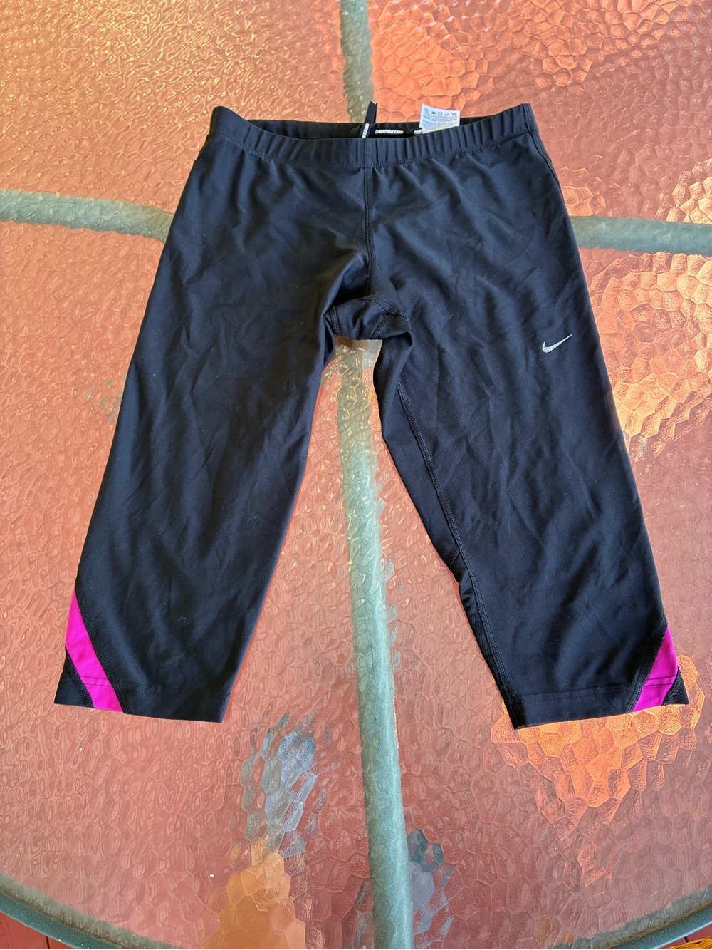 Nike Black Capri Leggings with Pink Accents